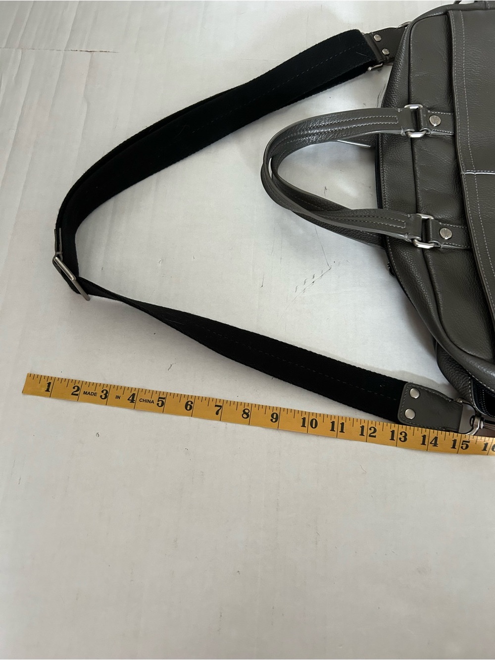 Coach Metropolitan Gray Leather Messenger Briefcase with Shoulder Strap - Picture 10 of 14